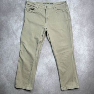 Duluth Trading Men's Flex Fire Hose Beige Work Pants Relaxed Fit Size 38 x 30*